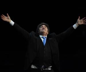 El presidente argentino, Javier Milei, participa este sábado en el Madrid Economic Forum en Madrid. EFE/ Fernando Villar