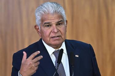 <i>Fotografía del 28 de agosto de 2025 del presidente de Panamá, José Raúl Mulino, en Brasilia (Brasil). EFE/Andre Borges. </i>