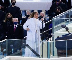 WASHINGTON, DC - JANUARY 20: Singer Jennifer Lopez performs during the inauguration ceremony on the West Front of the U.S. Capitol on January 20, 2021 in Washington, DC. During today's inauguration ceremony Joe Biden becomes the 46th president of the United States. Kevin Dietsch-Pool/Getty Images/AFP