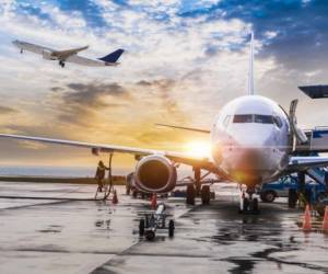 Passenger airplane getting ready for flight