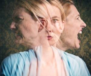 A multi-exposure of an emotional woman.