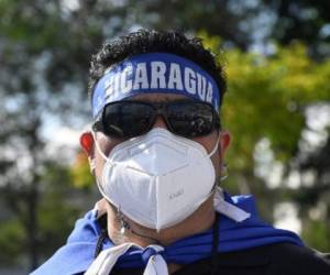 Nicaragüenses exiliados en Guatemala protestan contra las elecciones generales en Nicaragua. (Photo by Johan ORDONEZ / AFP)