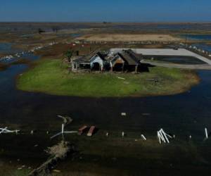 A destroyed home in Creole, La., is seen Oct. 10, 2020, in the aftermath of Hurricane Delta. (CNS photo/Adrees Latif, Reuters)