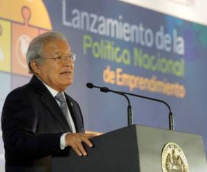 Presidente salvadoreño, Salvador Sánchez Cerén durante la presentación del programa de apoyo a pymes. Cortesía Presidencia.