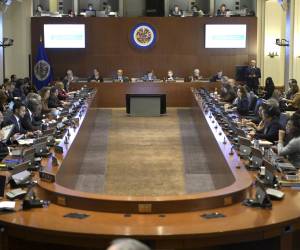 <i>Representantes permanentes de los países miembros de la Organización de los Estados Americanos (OEA) participan en una sesión ordinaria del Consejo Permanente, en Washington (Estados Unidos). Imagen de achivo. EFE/Lenin Nolly</i>