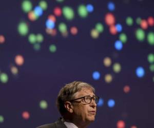 Co-chair and Trustee of the Bill and Melinda Gates Foundation, Bill Gates, speaks to the gathering during the inauguration of the 8th International Conference on Agriculture Statistics in New Delhi on November 18, 2019. (Photo by Money SHARMA / AFP)