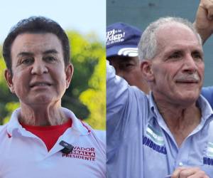 <i>Combo de fotografías de archivo que muestra a los candidatos presidenciales de Honduras, Salvador Nasralla (i) y Nasry Asfura (d). Los derechistas Nasralla y Asfura encabezan este lunes la carrera para suceder a la presidenta de izquierda Xiomara Castro en Honduras, con la candidata oficialista Rixi Moncada caída a un tercer puesto, en un pulso marcado por la llamada del presidente de EE.UU., Donald Trump, a apoyar a Asfura frente a los comunistas y sus aliados. EFE/ Gustavo Amador/ ARCHIVO</i>
