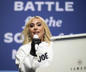 US singer Lady Gaga performs prior to Democratic presidential candidate Joe Biden speaking during a Drive-In Rally at Heinz Field in Pittsburgh, Pennsylvania, on November 2, 2020. (Photo by JIM WATSON / AFP)