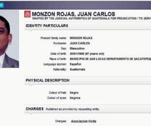 Orden de captura de captura de Interpol de Juan Carlos Monzón. (Foto: prensalibre.com).