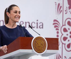 <i>Fotografía cedida por la Presidencia de México de su mandataria, Claudia Sheinbaum, participando en una rueda de prensa este viernes, en el Palacio Nacional de Ciudad de México (México). Sheinbaum insistió en que EE.UU. no va a “invadir” territorio mexicano con militares, luego de que, según el New York Times, el mandatario estadounidense, Donald Trump, firmara una orden secreta instruyendo al Pentágono a utilizar la fuerza militar contra los carteles del narcotráfico en América Latina. EFE/ Presidencia de México </i>