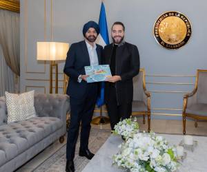 <i>El presidente de El Salvador, Nayib Bukele, recibió al titular del Banco Mundial, Ajay Banga. Foto de cortesía</i>