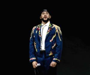 <i>Fotografía de archivo del cantante Bad Bunny durante su concierto de cierre de la gira Most Wanted Tour en el coliseo de Puerto Rico, en San Juan (Puerto Rico). EFE/Enid M. Salgado Mercado</i>