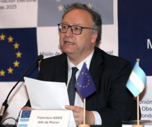 <i>El jefe de la Misión de Observación Electoral de la Unión Europea (MOE-UE) en Honduras, Francisco Asís, habla en una rueda de prensa en Tegucigalpa (Honduras). . EFE/ Gustavo Amador</i>