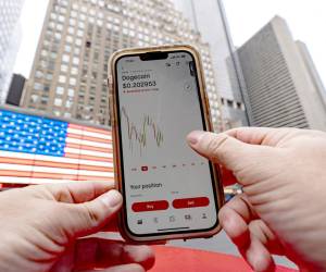 <i>Una persona revisa el movimiento de la criptomoneda Dogecoin en una aplicación móvil en Nueva York (EE.UU.). Foto de archivo. EFE/ Ángel Colmenares</i>