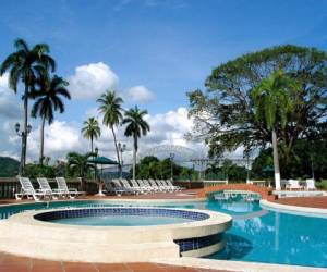 Hotel Pool and Bridge.