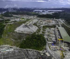 Vista aérea de la mina Cobre Panamá en Donoso, provincia de Colón, 120 km al oeste de Ciudad de Panamá, el 06 de diciembre de 2022. - La mina de cobre a cielo abierto de propiedad extranjera - (Foto de Luis ACOSTA / AFP)