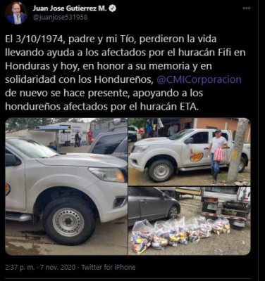 Empresa privada hondureña se une para ayudar a los afectados de Eta