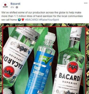 Bacardí México cambia el ron por el gel antibacterial
