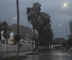 <i>Fotografía tomada en Cabo San Lucas, estado de Baja California, México, cuando la lluvia y las ráfagas de viento del huracán Hilary llegan al área, el 19 de agosto de 2023. México se preparó el viernes para un poderoso huracán en el Pacífico que provocó una advertencia de inundaciones “potencialmente catastróficas”. en una región turística del noroeste y en el estado vecino de California. El huracán Hilary amenazó con traer fuertes vientos, inundaciones repentinas y condiciones de corrientes de resaca y olas “potencialmente mortales”, dijo el Centro Nacional de Huracanes (NHC) de EE. UU. (Foto por Alfredo ESTRELLA / AFP)</i>