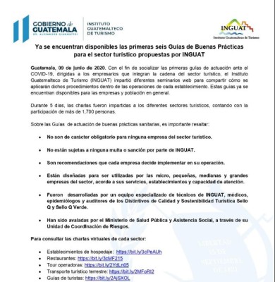 Guatemala: Publican protocolos para actividades turísticas, pero son opcionales