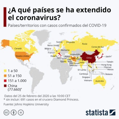 ¿En qué países se ha extendido el coronavirus?