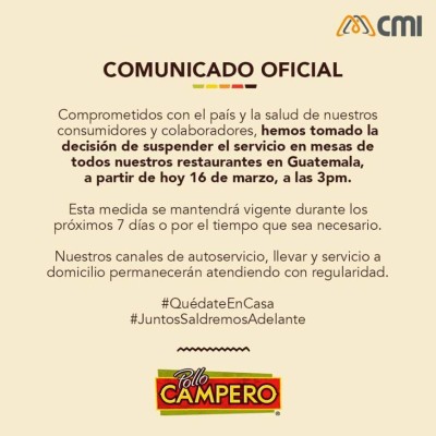 Quédate en casa: Restaurantes de Centroamérica cierran servicio en mesas por COVID-19