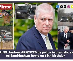 <i>Combo de capturas de pantalla que muestran las distintas reacciones de la prensa británica sobre la detención del expríncipe Andrés, este jueves. FOTO EFE</i>