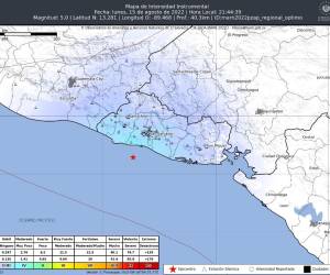 Sismo de 5 grados se registra frente a las costas de El Salvador