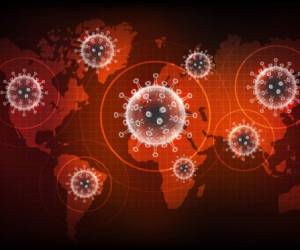 Coronavirus disease COVID-19 infection medical. New official name for Coronavirus disease named COVID-19, pandemic risk on world map background, vector illustration