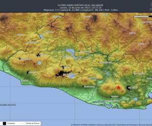 El epicentro del sismo ocurrió muy cerca del departamento de San Miguel, El Salvador.