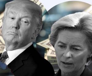 <i>Presidente Donald Trump y Ursula von der Leyen, Presidenta de la Comisión Europea. Dos amigos distantes y que, por ahora, se necesitan mutuamente. (Collage E&amp;N)</i>