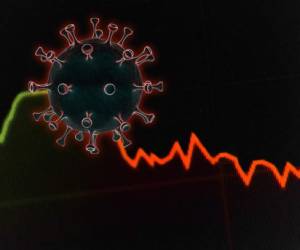 Global pandemic epidemics and economic impact coronavirus covid 19 business crisis concept graph molecule on black background