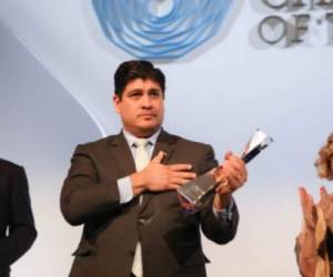 President of Costa Rica Carlos Alvarado Quesada speaks at the 74th Session of the General Assembly at the United Nations headquarters on September 25, 2019 in New York. (Photo by Johannes EISELE / AFP)
