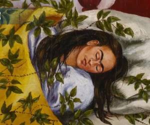 <i>El autorretrato surrealista 'El Sueño (La cama)', de la pintora mexicana Frida Kahlo, que se subastará este jueves en Nueva York, podría marcar un récord y convertirse en la obra de arte más cara realizada por una mujer. IMÁGENES: SOTHEBY'S </i>