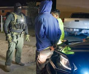 <i>Fotografía cedida por el Servicio de Control de Inmigración (ICE) donde aparece un agente de la policía durante el arresto de dos indocumentados en Florida (Estados Unidos). </i>EFE/ ICE