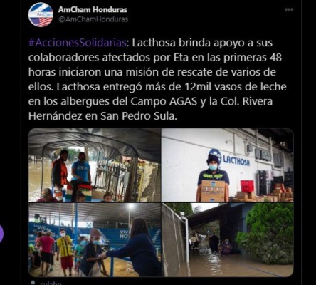 Empresa privada hondureña se une para ayudar a los afectados de Eta