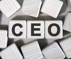 CEO - Executive General Director. Wooden cubes and many cubes around