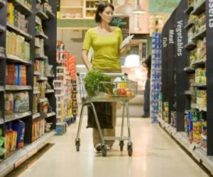 Woman shopping in supermarket