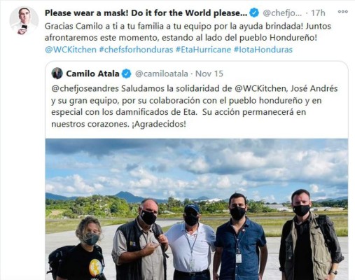 Chef José Andrés Puerta cocina para los afectados por Eta en Guatemala y Honduras