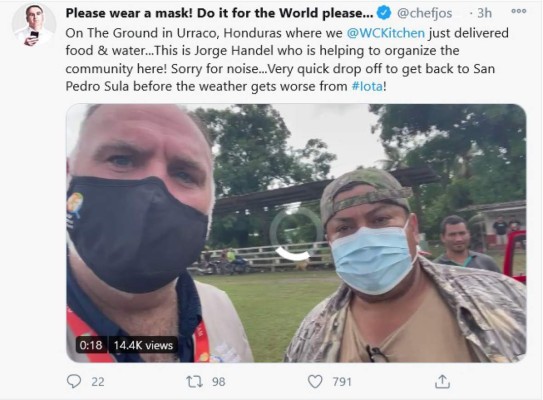 Chef José Andrés Puerta cocina para los afectados por Eta en Guatemala y Honduras