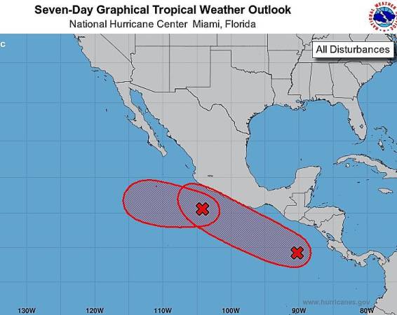 Tormenta en el Pacífico se fortalece y se convierte en huracán Adrián