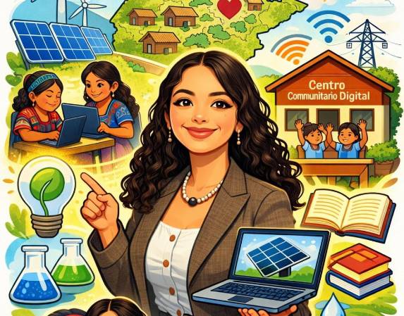 <i>Susana se formó como Ingeniera Química por la Universidad de San Carlos de Guatemala, y estudió el doctorado y la maestría en Nanociencia y Nanotecnología Molecular en la Universidad de Castilla-La Mancha en España. Basándose en un modelo probado, el programa amplía la implementación de Centros Comunitarios Digitales (CCD) alimentados por energía solar a 30 nuevas comunidades en Baja Verapaz, Izabal, Petén u otros departamentos con necesidades similares. FOTO SUSANA ARRECHEA / X</i>