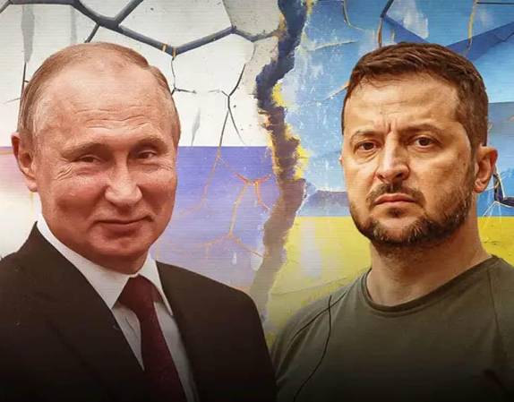 <b>V</b><i>ladímir Putin y Volodímir Zelenski​​​​​​, los dos hombres que tienen a Europa en vilo. (Fotos:Archivo)​</i>
