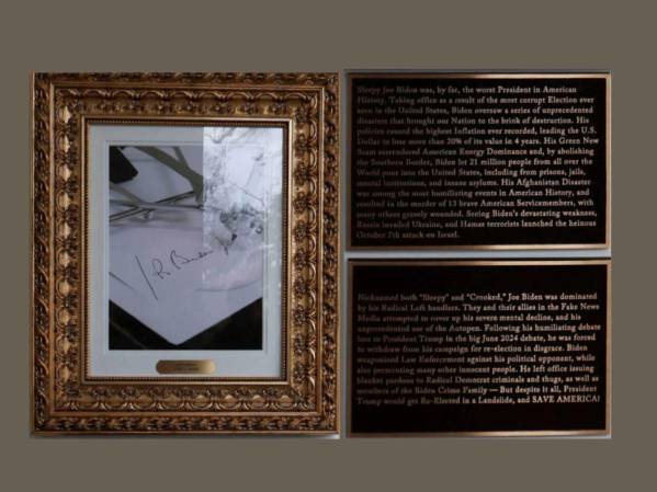 <i>La inscripción dedicada a Biden (2021-205), quien ganó a Trump en las elecciones de 2020, afirma que el dormilón Joe Biden fue, de largo, el peor presidente en la historia de Estados Unidos. FOTO REFERENCIA</i>