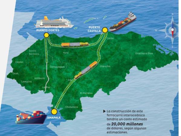 <i>Imagen del mapa que se presenta a varios países, donde se detalla más del proyecto. FOTO GOBIERNO HONDURAS</i>