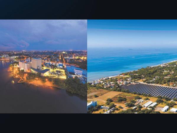 La calidad y la excelencia operacional reflejan los valores REIR y la forma en que CMI hace realidad su propósito de generar, con calidez familiar, oportunidades que cambian vidas. En la imagen izquierda: panorámica de Molinos del Ozama en República Dominicana. En la imagen derecha: Planta Solar Fénix, en Santa Rosa, Guatemala.