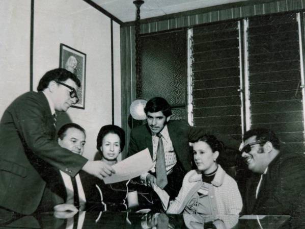 Primera Junta Directiva de la II Época. De izquierda a derecha: Álvaro Castro Harrigan, Miguel Ángel Salas Hernández, Nora Centeno Güel, Jorge Salas Bonilla, Vilma Montero Garita y Víctor Ml. Bruno Ramírez.