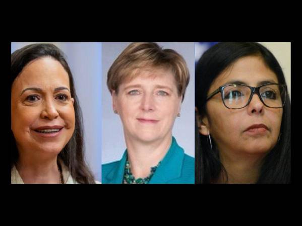 María Corina Machado, Laura Dogu y Delcy Rodríguez. (Fotos: Archivo)