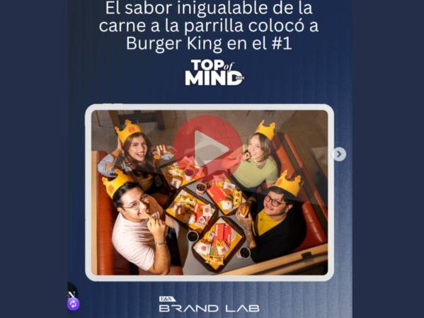 Burger King lidera el Top of Mind 2026 en Honduras