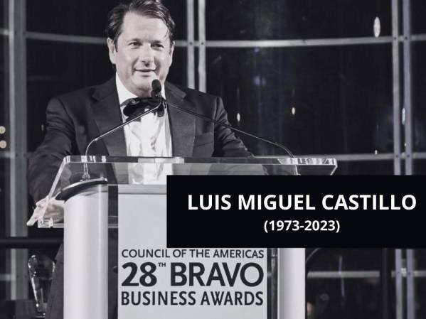 <i>Luis Miguel Castillo recibió el pasado 20 de octubre un reconocimiento por Council of the Americas. FOTO Revista Estrategia &amp; Negocios/CORTESÍA</i>